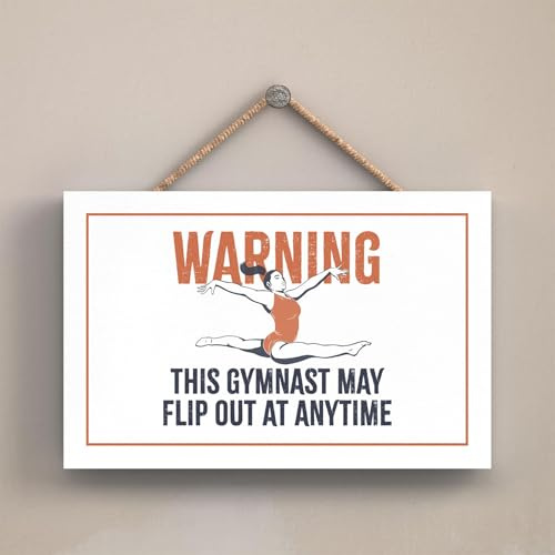Global Designs Gymnastics May Flip Out Humorous Hobby Typography Wooden Hanging Plaque