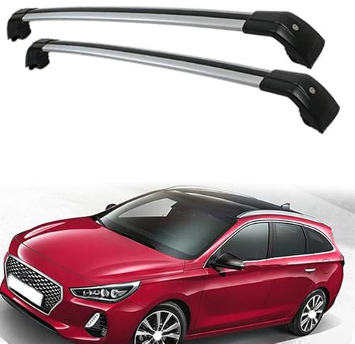 CCLXWY Aluminium Dachträger Relingträger,Dachgepäckträger Alu Relingträger 2 Stück für Hyundai i30 (SW) Estate 2018-2020,A