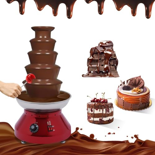 OUKANING Fuente de chocolate de 5 pisos, 3000 ml, máquina eléctrica para fuente de chocolate, 230 W, 30 – 110 ℃, fuente de chocolate con función de conservación del calor, fondue de chocolate para