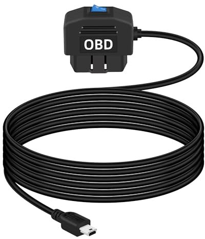 GELRHONR MINI Auto OBD-Stromkabel für Dashcam,MINI USB OBD2 zu USB Adapter mit Schalttaste, 24 Stunden Überwachung, 2 Modi, 12-24V bis 5V/3A, 11,5ft