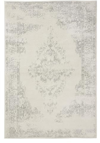 benuta Basic Teppich Sia - Creme/Taupe 160x230 cm - Kunstfaser - Rechteckig & im Style: Vintage, Boho-Style, Retro - Pflegeleicht für Wohnzimmer Schlafzimmer