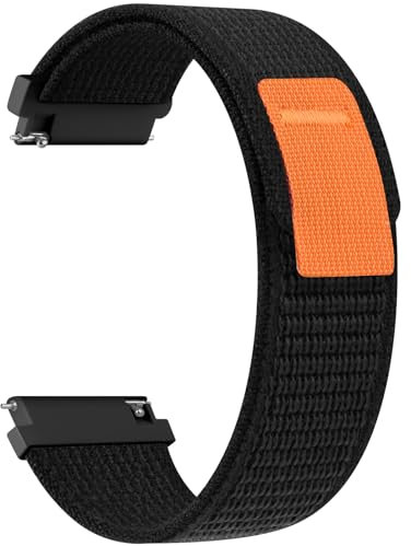 Amzpas 20mm 22mm Nylon Uhrenarmband, Verstellbares Nylon Fabric Weich Armband Schnellverschluss Uhrenarmbänder mit Klettverschluss für Herren und Damen, Bandbreite 20mm 22mm, Reines Schwarz