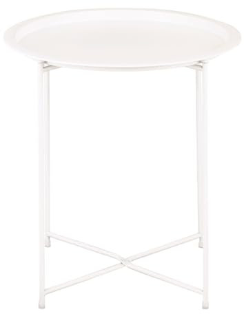 Amago home Beistelltisch Ø 47 H 51 2. Wahl Gartentisch Balkon Tisch Terassentisch rund Metall Farbe weiß