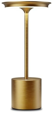 YIKUI Tischlampe Kabellose, LED 3 Farbtemperatur Dimmbare, Außenbereich Camping IP54 wasserdicht Tischleuchte, 6000 mAh Batterie Schlafzimmer Restaurant (Gold)