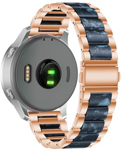 ahayo Bracelet pour femme de 18 mm pour Garmin Vivoactive 4S / Venu 3S / Venu 2S - Alliage de zinc avec résine scintillante - Bracelet de montre léger pour Forerunner 255s/265s, 18mm, Alliage