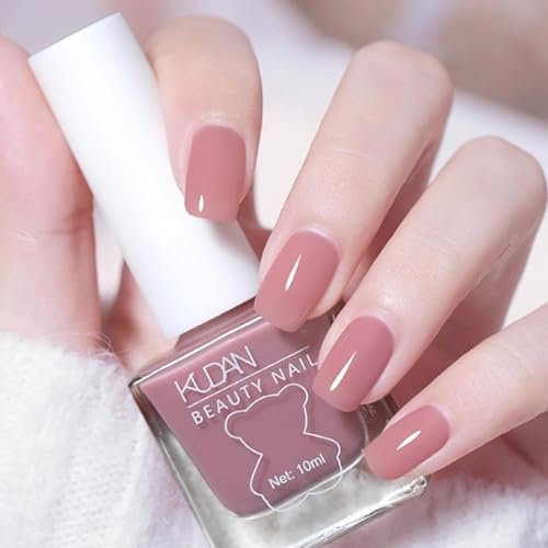 DMQ Jelly Pink Nail Polish, Translucent Nude Pink Nail Varnish, Long Lasting & Quick Dry Gel Polish, Highly Pigmented Clear Nail Paint Lacquer for Women Girls DIY Nail Art at Home - No Need Cure