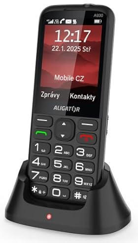 ALIGATOR AZA930B Senioren-Großtasten 4G/LTE Handy mit SOS-Knopf und SOS Locator. Anwendung „Rettung“, Farbdisplay 2,8“, Dual SIM, ohne Ladegerät, Farbe schwarz