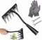 Carbon Steel Garden Weeding Rake, Heavy Duty Metal Weeding Rake with Wrench and Gloves for Garden Weeding, Loosening Soil, Gathering Leaves, Leveling Lawns (6-Teeth)