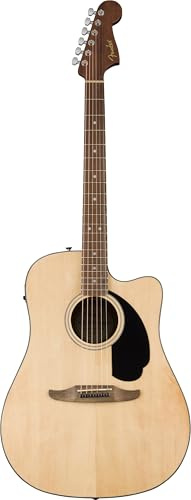 Fender California Standard Redondo CE Dreadnought Elektroakustikgitarre | Natur, Akustik-E-Gitarre der California-Serie, eingebautes Stimmgerät und Tonabnehmer, anfängerfreundlich
