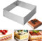 UQMIQURA Cornice da forno rettangolare regolabile 15 – 28 cm, in acciaio inox, rettangolare, altezza 5 cm, per torte, per decorare la teglia da forno