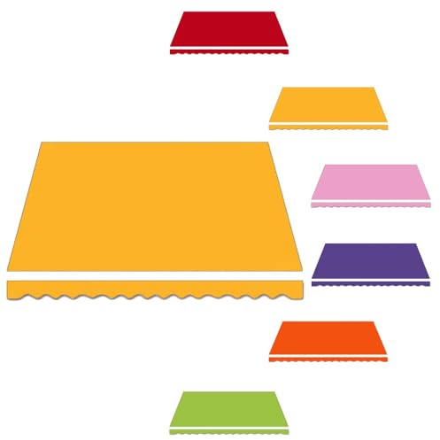 Ersatztuch für einziehbare Markise, Terrassenmarkise, Ersatzstoff mit Volant, Sonnenschutz, Markisenabdeckung für Fenster, Tür, Marktdeck, Gelb, 7 x 4 m