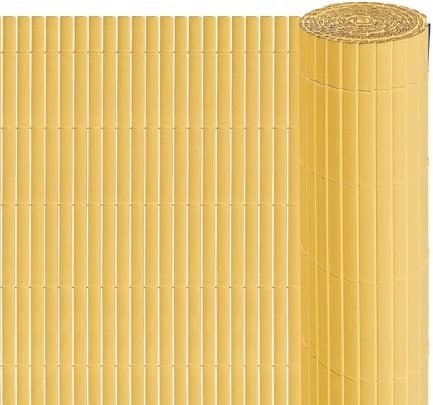 taplzmg PVC Sichtschutzmatte 90 x 500 cm, Doppelte Verstärkung Sichtschutzzaun, Bohren mit Kabelbindern, Wasser- und winddichter Sichtschutz für die Gartenterrasse, Bambus