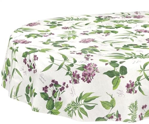 Wachstuchtischdecke Tischdecke abwaschbar Wachstischdecke pflegeleicht wasserabweisend Lotuseffekt Gartentischdecke Lavanda Oval 220 x 140 cm Schnittkante