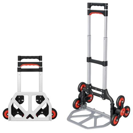 Paluplus Carrello Portapacchi per SCALE Pieghevole in ALLUMINIO con Portata 70 Kg, misura 51x41x99,5 cm, Manico Telescopico, Sistema a 6 Ruote, Montacarichi adatto per Salire Scale -5318-4,2 - C