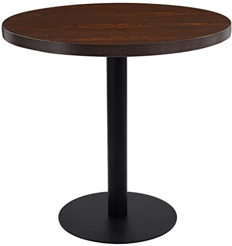 Tonture Bistrotisch Dunkelbraun 80 cm MDF-Platte, runder Stehtisch für 2 Personen, Robustes Stahlgestell, ideal für Café, Küche, Esszimmer, modern