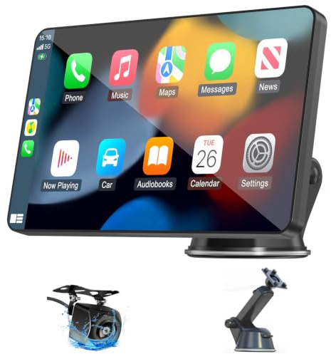 7 Apple Car Play Screen for Wireless Apple CarPlay & Android Auto, Portable Car Tablet Pro Max 2026 with Backup Camera, Bluetooth, GPS Navigation, Mirror Link, Voice Control,FM, AUX