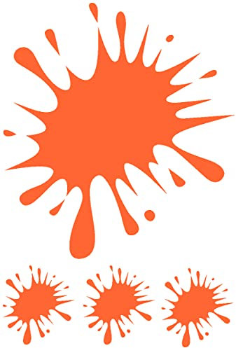 Samunshi® Farbkleckse Aufkleber Klecks Sticker 4 Stück im Set 1x13x15cm-3x4x5cm orange
