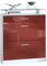 Vladon Schuhschrank Loret 89 x 104 x 23 cm Schuhkipper für 16 Paar Schuhe mit 1 Schublade, 1 Glasablage, Farben Weiß matt & Bordeaux Hochglanz
