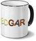 printplanet Tasse mit Namen Edgar - Motiv Schokoladenbuchstaben - Namenstasse, Kaffeebecher, Mug, Becher, Kaffeetasse - Farbe Schwarz