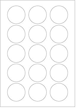 MADE IN GERMANY 75 Etiketten selbstklebend rund 50 mm weiß permanent klebend auf Bogen A4 (5 Bögen x 15 Etik.) CS Label – Universaletiketten zum Beschriften und Bedrucken