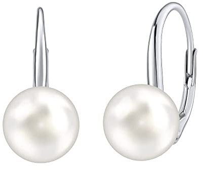 SILVEGO Damen Ohrringe aus 925 Sterling Silber mit weißer, schwarzer oder rosa Perle Swarovski Crystals