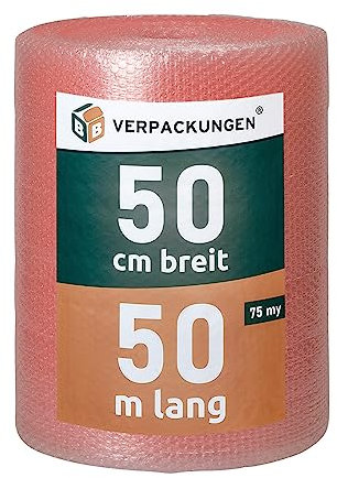 BB-Verpackungen 1 x Luftpolsterfolie 0,5 x 50 m antistatisch (75 my stark, Schutz von empfindlichen Gegenständen) - Sets zwischen 1 und 4 Rollen