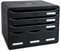 Exacompta 306714D Ablagebox Glossy Querformat mit 6 Schubladen für DIN A+ Dokumente. Belastbare Schubladenbox mit hoher Kapazität für mehr Platz auf dem Schreibtisch Store Box Blauer Engel Schwarz