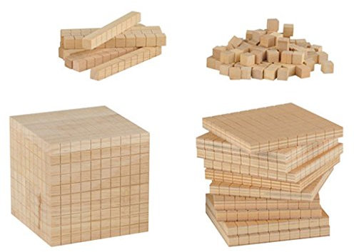 Wiemann Lehrmittel Würfelsatz-Zehnersystemsatz aus Holz im Holzkasten, Dezimalrechensatz