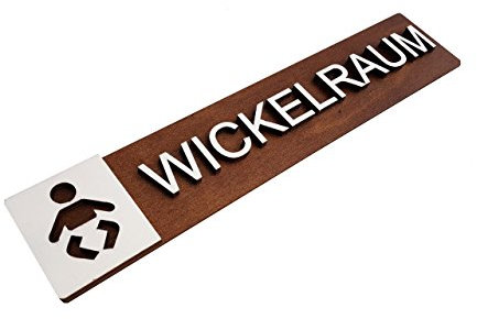 Manschin-Laserdesign WC Schild Echtholz Holz Edel Piktogramme Toilette Toilettenschilder Türschild Damen Herren (Wickelraum)