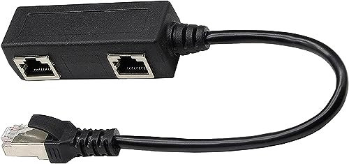 zdyCGTime RJ45 Netzwerk-Splitter Adapter Kabel,1 RJ45 Männlich auf 2 RJ45 Weiblich Netzwerk Y Splitter Kabel,LAN Anschluss,geeignet für Super Kategorie 5 Ethernet,Kategorie 6 Ethernet.(1 Stück )