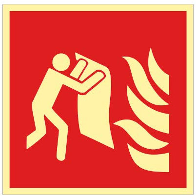 Feuerlöschdecke Kunststoff nachleuchtend selbstklebend 200 x 200 mm
