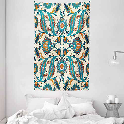 ABAKUHAUS Arabeske Wandteppich, Antike Boho Motiv aus Weiches Mikrofaser Stoff Waschbar ohne Verblassen Digitaldruck, 140 x 230 cm, Mehrfarbig