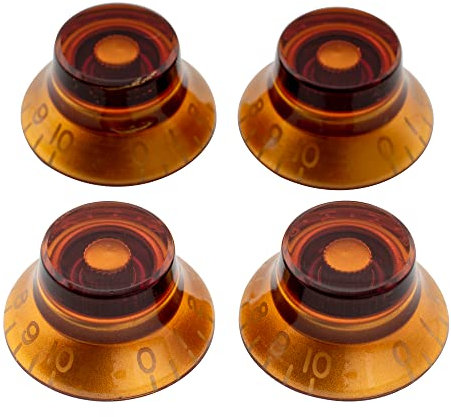Musiclily Pro Imperial Zoll Gitarre Top Hat Potiknöpfe Bell Knobs für USA Les Paul Style E-Gitarre, Amber(4er Set)