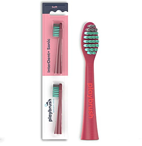 Playbrush Smart One Aufsteckbürsten mit InterDent+ Indikator-Borsten, 2 Stück, coral
