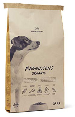 MAGNUSSONs Organic (1 x 10kg) | Bio Hundetrockenfutter für Erwachsene Hunde Aller Rassen | Alleinfuttermittel | Hoher Anteil an frischem Fleisch, Singleprotein | Ofengebacken