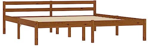vidaXL Kiefernholz Massiv Bettgestell Holzbett Doppelbett Futonbett Massivholz Bett Bettrahmen Lattenrost Schlafzimmerbett Honigbraun 160x200cm