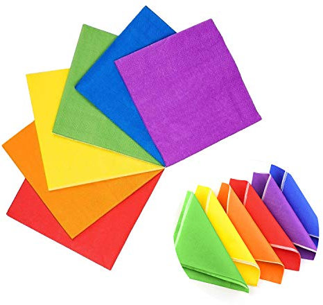 Servietten Hochzeit, 120 Stück Bunt Cocktailservietten Getränke Papierservietten, Party Serviette Papier 2-lagig für Gastronomie Geburtstag Tischdeko(Grün, Lila, Blau, Orange, Gelb, Rot)