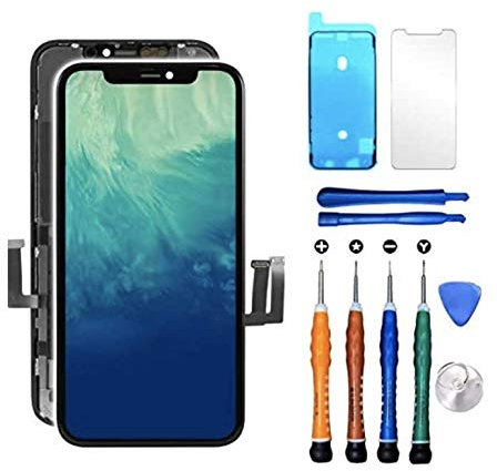 Allfixparts Kit completo de reparación de pantalla táctil LCD para iPhone XR (6.1 pulgadas), pantalla digitalizadora de repuesto con placa trasera, adhesivo impermeable, vidrio templado, herramientas