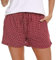 Lovasy Bas de Pyjama Femme Short de Pyjama d'été en Coton à Carreaux Léger Short de Nuit Grande Taille,Vin Rouge,M