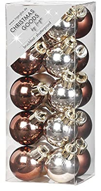 Weihnachtskugeln Kunststoff 3cm x 20 Stück Christbaumkugeln Mix braun beige - Silent Brown