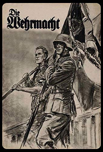 Tin Sign Retro Blechschild 20x30 cm Zeitschrift Cover DIE WEHRMACHT Soldat mit Fahne Weltkrieg Deutschland historisch Sammler Geschenk Bar Kneipe Wand Deko