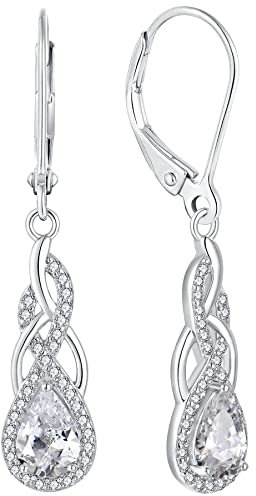 YL Unendlichkeit Knoten Tropfen Ohrringe 925 Sterling Silber April Geburtsstein Simuliertes Diamant Ohrringe für Damen
