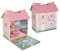Deqube 913D00017 Maison de poupée en Bois Portable à 2 étages avec Grenier et Jardin avec poignées pour Un Transport Facile Livré avec 7 Accessoires de Jeu