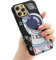 Yonds Queen Schutzhülle für iPhone 13 Pro, Coole Cartoon-Astronauten-Weltraum-Design, stilvolle Bumper Frauen Mädchen, schützend, rutschfest, kreative Hülle (schwarzes Teleskop, iPhone 13 Pro)