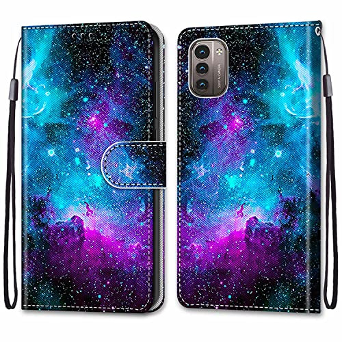 Mo-Somnus Compatible with Nokia G11 / G21 Case, PU Leather Flip Wallet Phone Cases Cover with Viewing Stand & 3 Card Holder, TPU Shockproof Magnetic Protective Folio Cover (Starry Sky)