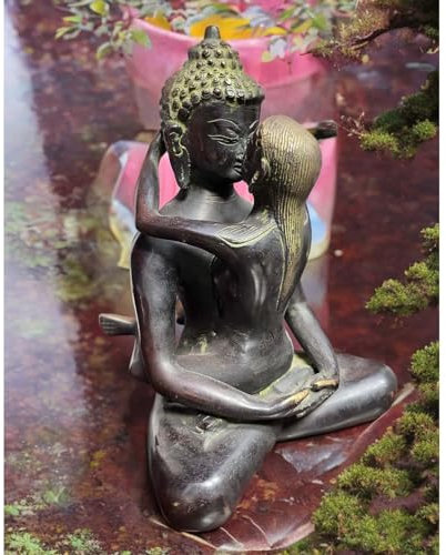 Asien LifeStyle Buddha Figur Yab-Yum (22cm) Bronze aus Tibet