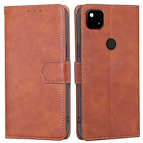 RankOne Hülle für Google Pixel 4a (4G) (5.81 Inches) Handyhülle Aus Leder - Hülle mit Magnetverschluss - Schutzhülle - Braun