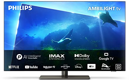 Philips Ambilight OLED818 106 cm (42 Pulgadas) Smart 4K OLED TV | UHD y HDR10+ | 120Hz | Engine P5 AI Picture | Dolby Atmos | Altavoces 40W | Compatible con Asistente Google y Alexa