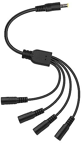 GINTOOYUN DC5525 Splitter Stromkabel 1 Stecker zu 4 Buchsen 5.5mm X 2.5mm 24V DC Stromverlängerungskabel für Kamera, LED Streifenlicht, Laptops etc 0.7m (1 zu 4 Wege)