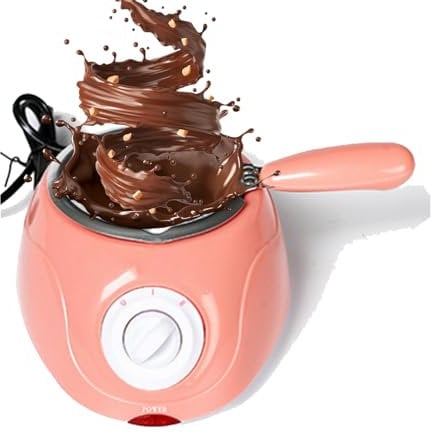 ZPRMMN Melting Fondue Set,MINI Electric Chocolate Melting Pot,Chocolate Fondue Fountain,Warmer Machine For Milk Chocolate,Cheese,Butter,Candy (Color : Pink, Size : Chocolate Furnace)